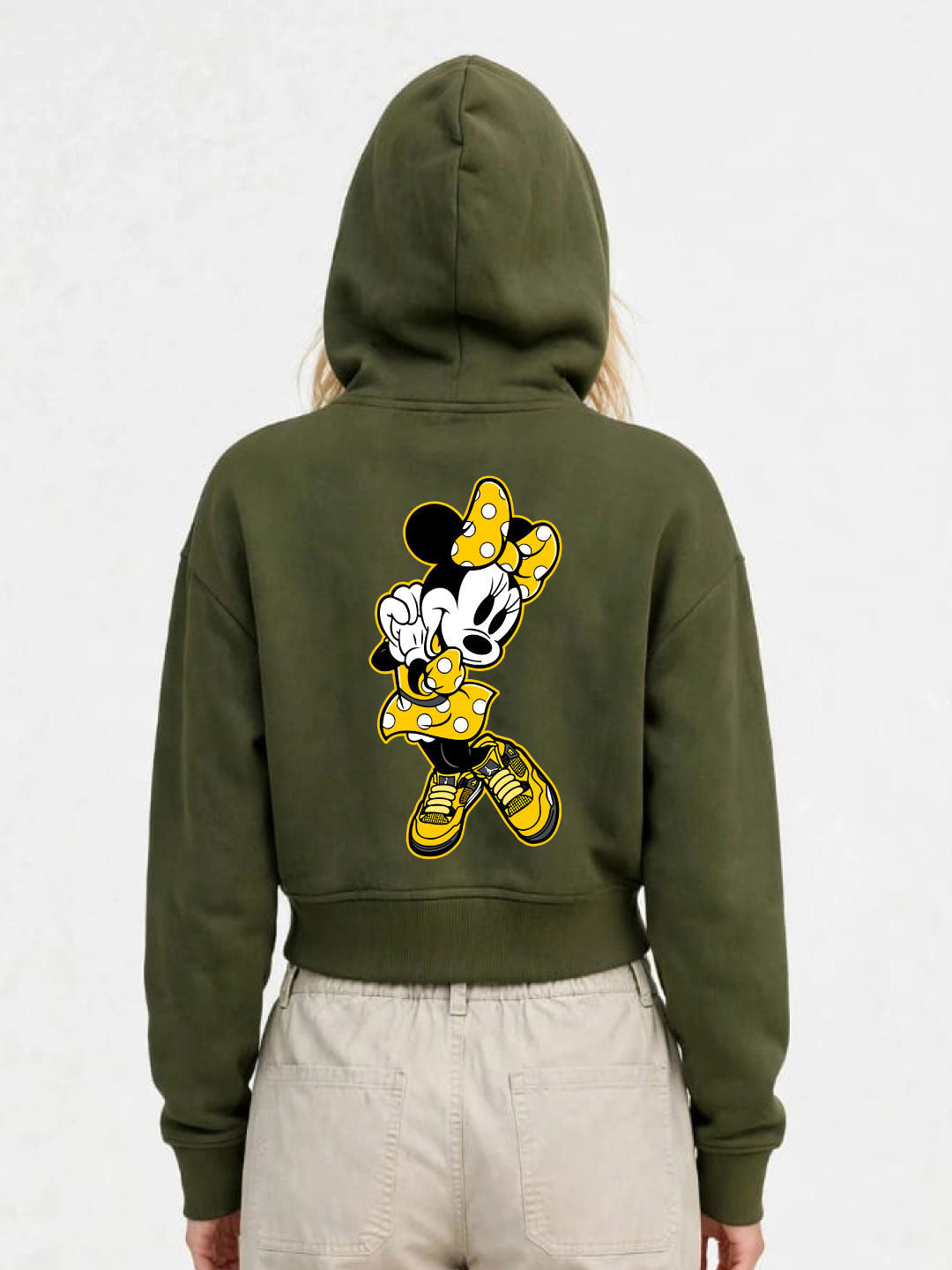 Owl Mink Women's Printed Cropped Hoodie with Graphic Print, Full Sleeves, Attached Hood, Casual Sweatshirt