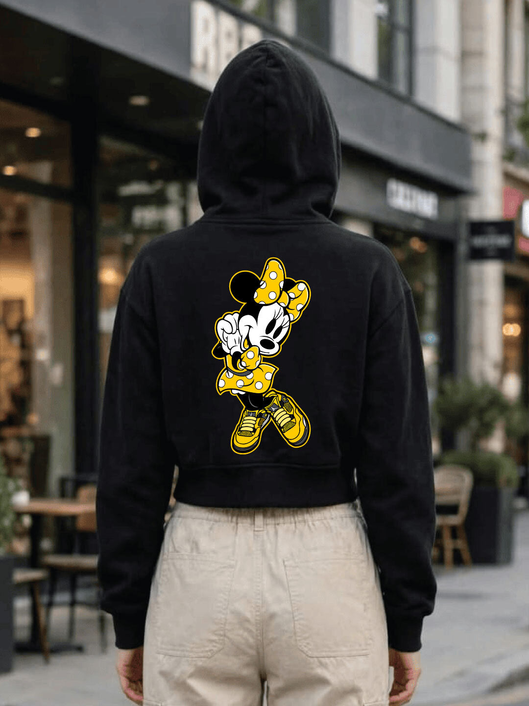 Owl Mink Women's Printed Cropped Hoodie with Graphic Print, Full Sleeves, Attached Hood, Casual Sweatshirt