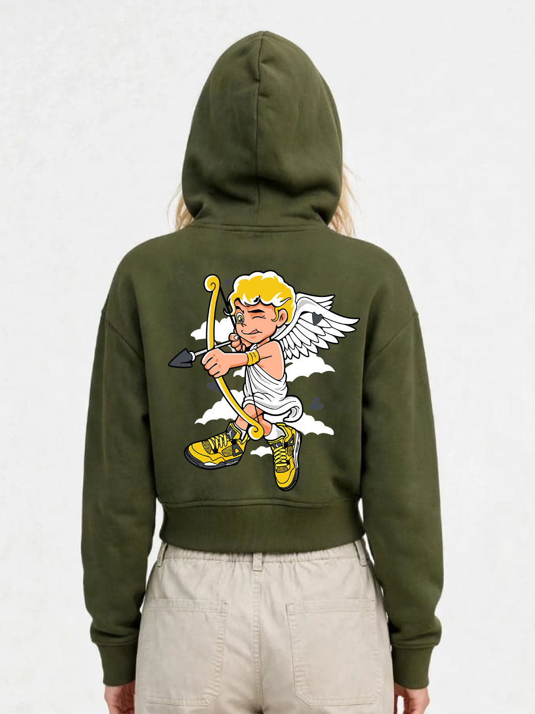Owl Mink Women's Printed Cropped Hoodie with Graphic Print, Full Sleeves, Attached Hood, Casual Sweatshirt
