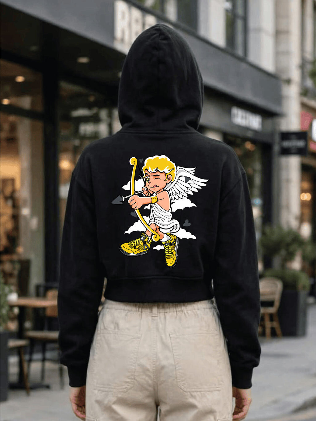 Owl Mink Women's Printed Cropped Hoodie with Graphic Print, Full Sleeves, Attached Hood, Casual Sweatshirt
