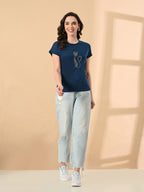 Trendy Cat Print High-Low Women’s Tee
