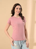 Stylish Up & Down Women’s High-Low Hem T-Shirt – Premium Cotton Lycra, Seamless Sleeves