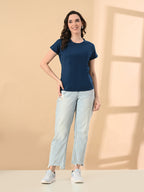 Stylish Up & Down Women’s High-Low Hem T-Shirt – Premium Cotton Lycra, Seamless Sleeves, Round Neck Casual & Active Wear Girls T-Shits