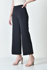 OWL MINK Women's High Waist Straight Fit Black Trousers