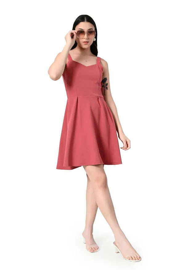 Women's Summer Sweatheart Neck Sleeveless, Fit and Flare Dress| Knee Length Dress |Beach/Party/Wedding Guest Dresses