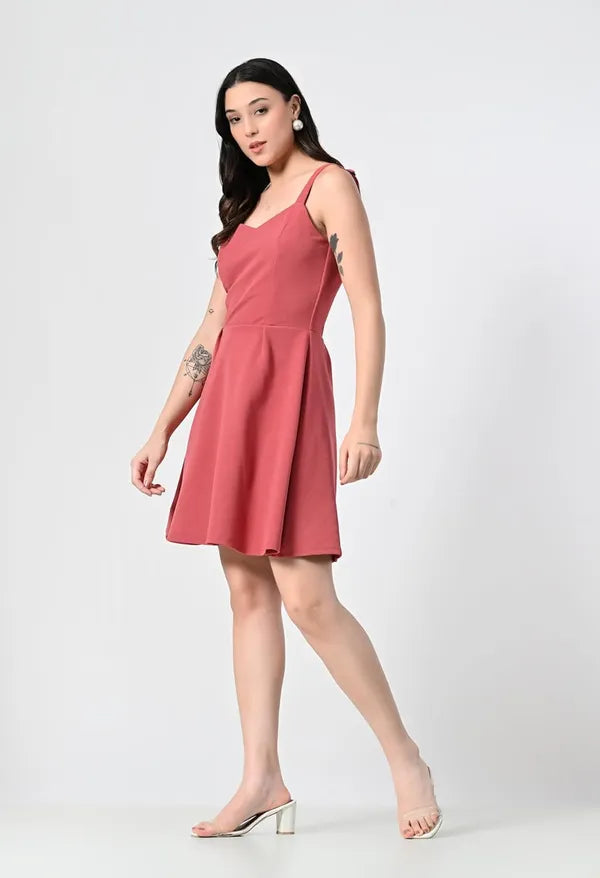 Women's Summer Sweatheart Neck Sleeveless, Fit and Flare Dress| Knee Length Dress |Beach/Party/Wedding Guest Dresses