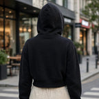 Owl Mink Women's Cotton Fleece Cropped Hoodie | Solid Full Sleeve Hooded Sweatshirt with Front Zip Closure & Pockets | Casual Winter Wear