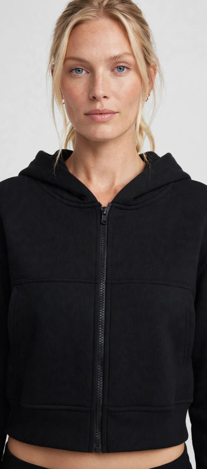 Owl Mink Women's Cotton Fleece Cropped Hoodie | Solid Full Sleeve Hooded Sweatshirt with Front Zip Closure & Pockets | Casual Winter Wear